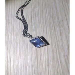 Art Deco - British Morpho Butterfly Wing Sterling Silver Diamond Shap Necklace